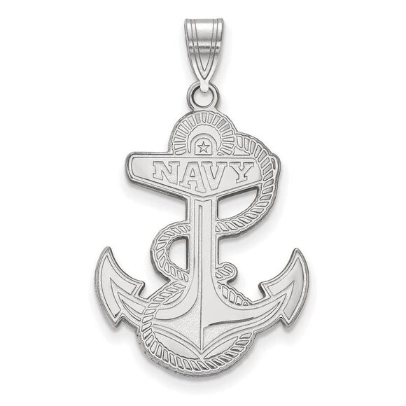 10k White Gold U.S. Naval Academy XL Pendant - Picture 1 of 3